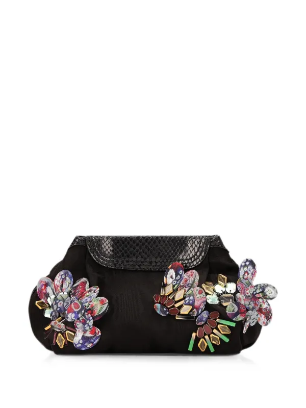 Dries Van Noten Embroidered Clutch Bag in Black