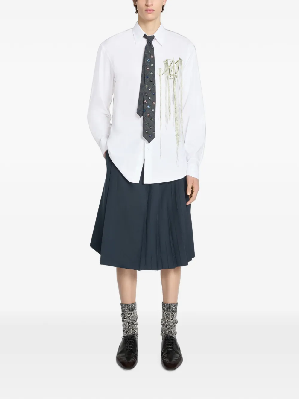 DRIES VAN NOTEN Overhemd met borduurwerk Wit