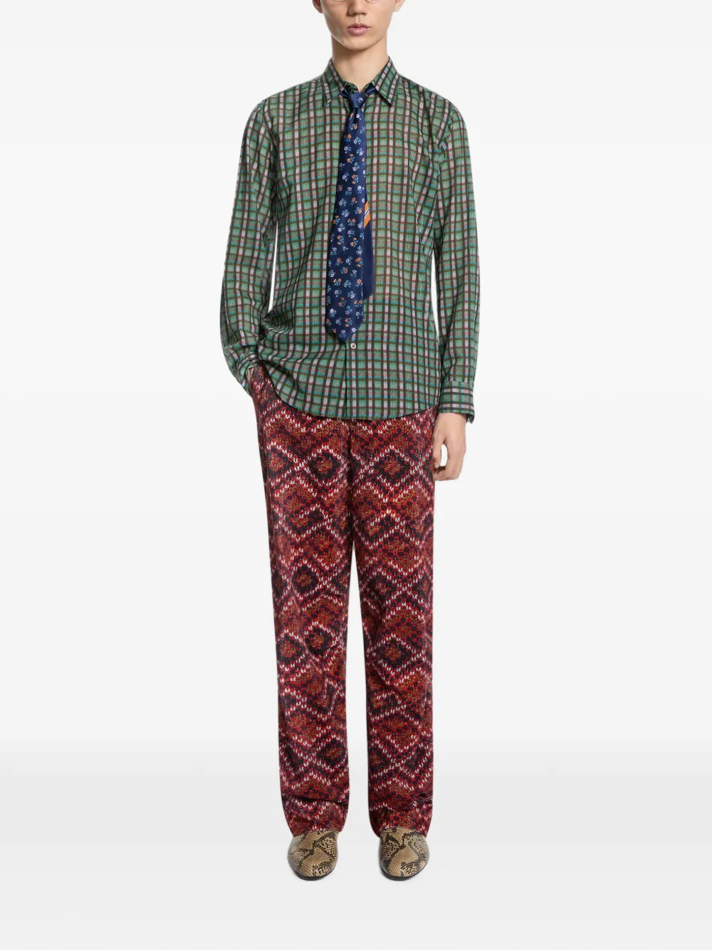 DRIES VAN NOTEN Classic Cotton Shirt in Green, view 2