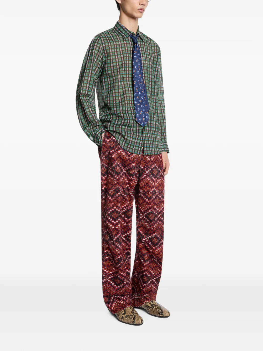 DRIES VAN NOTEN Classic Cotton Shirt in Green, view 3