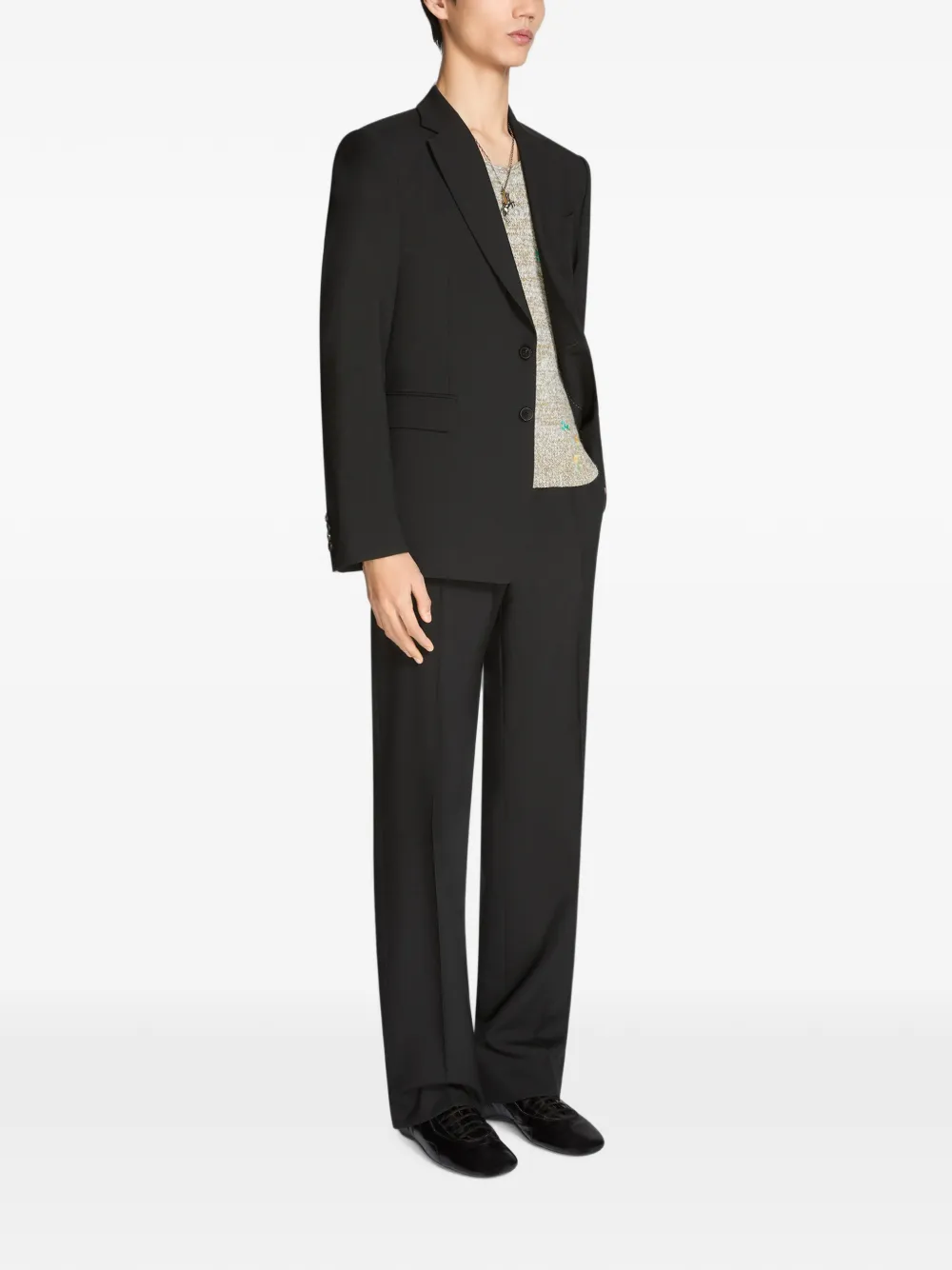 DRIES VAN NOTEN Slim-fit Cotton Wool Suit in Black, view 3