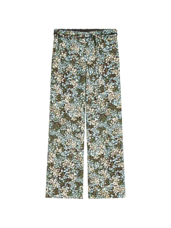 Dries Van Noten Flared Floral Trousers in Black