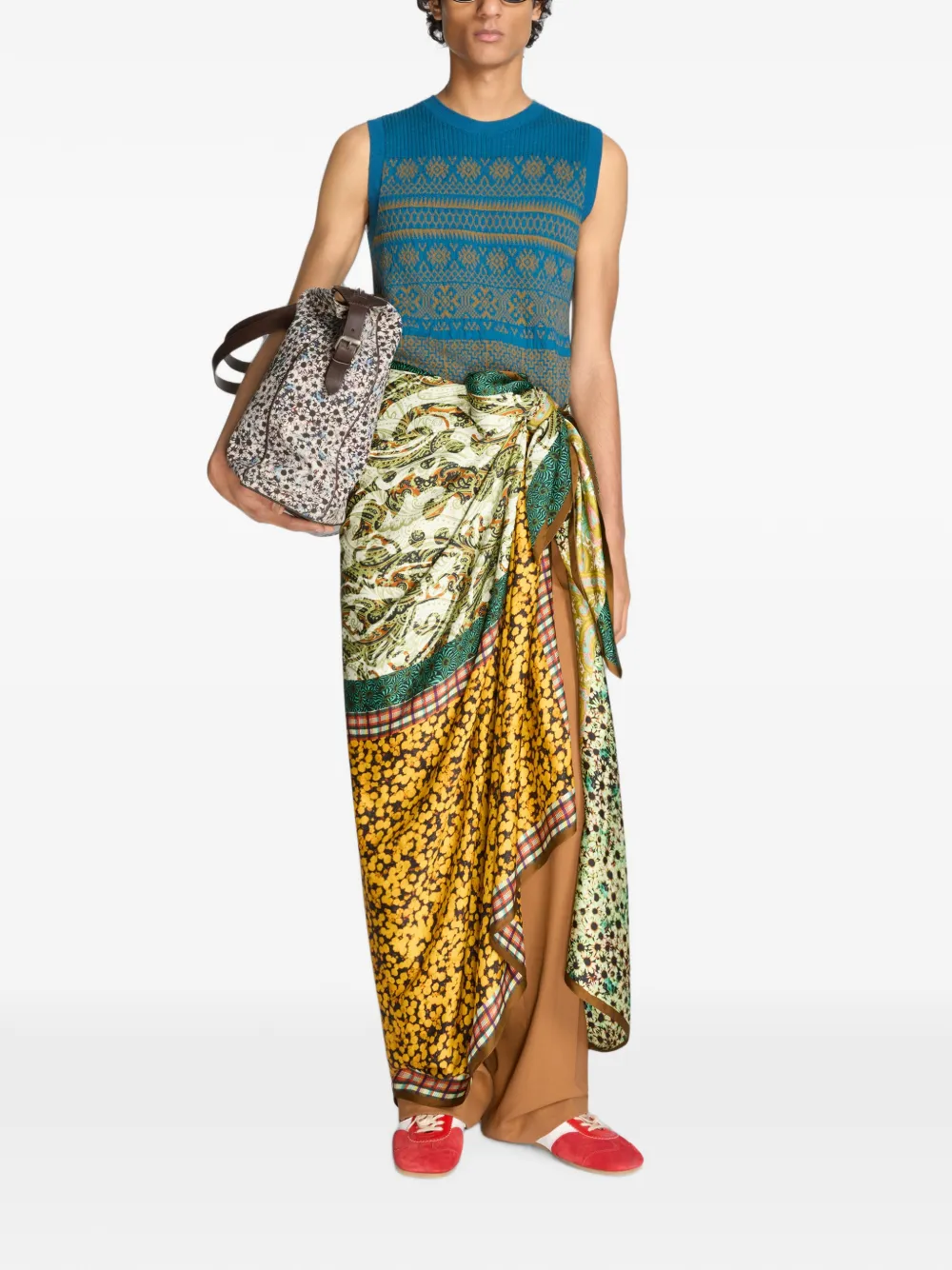 DRIES VAN NOTEN Pareo met print Beige