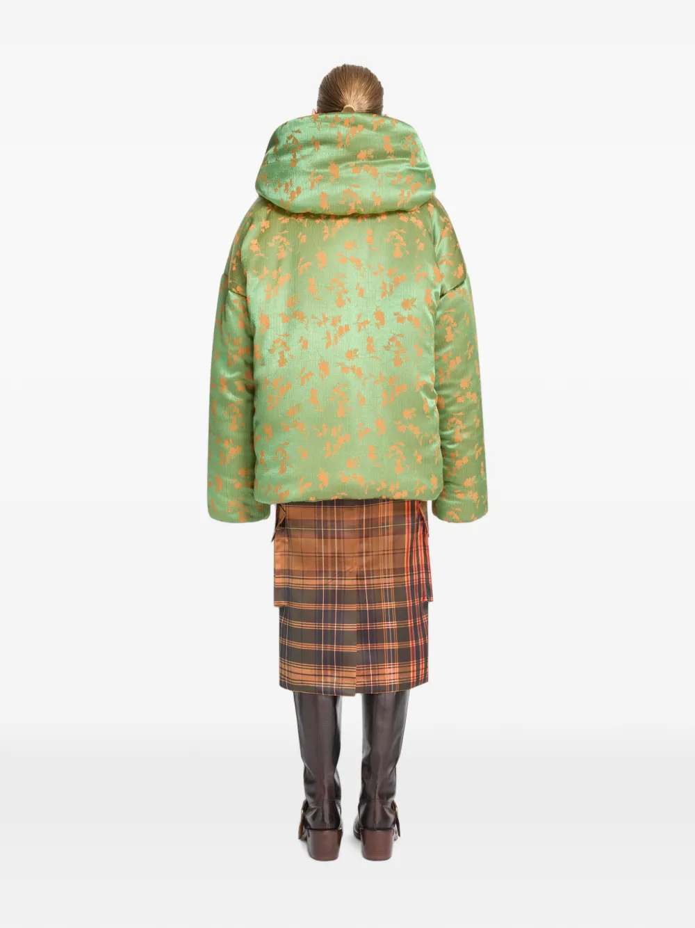 DRIES VAN NOTEN Jacquard Puffer Jacket in Green, view 4