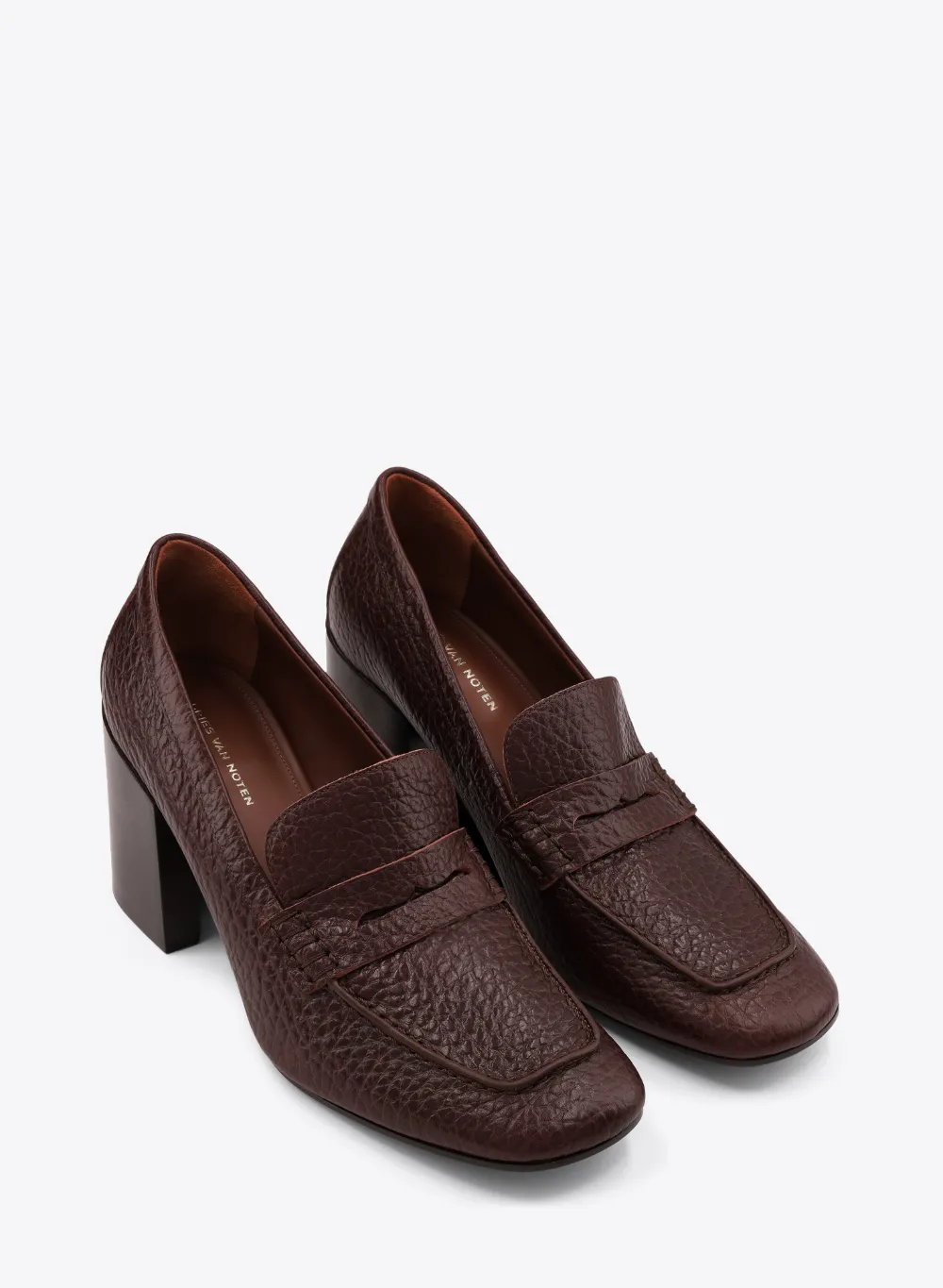 DRIES VAN NOTEN heeled leather loafers Rood