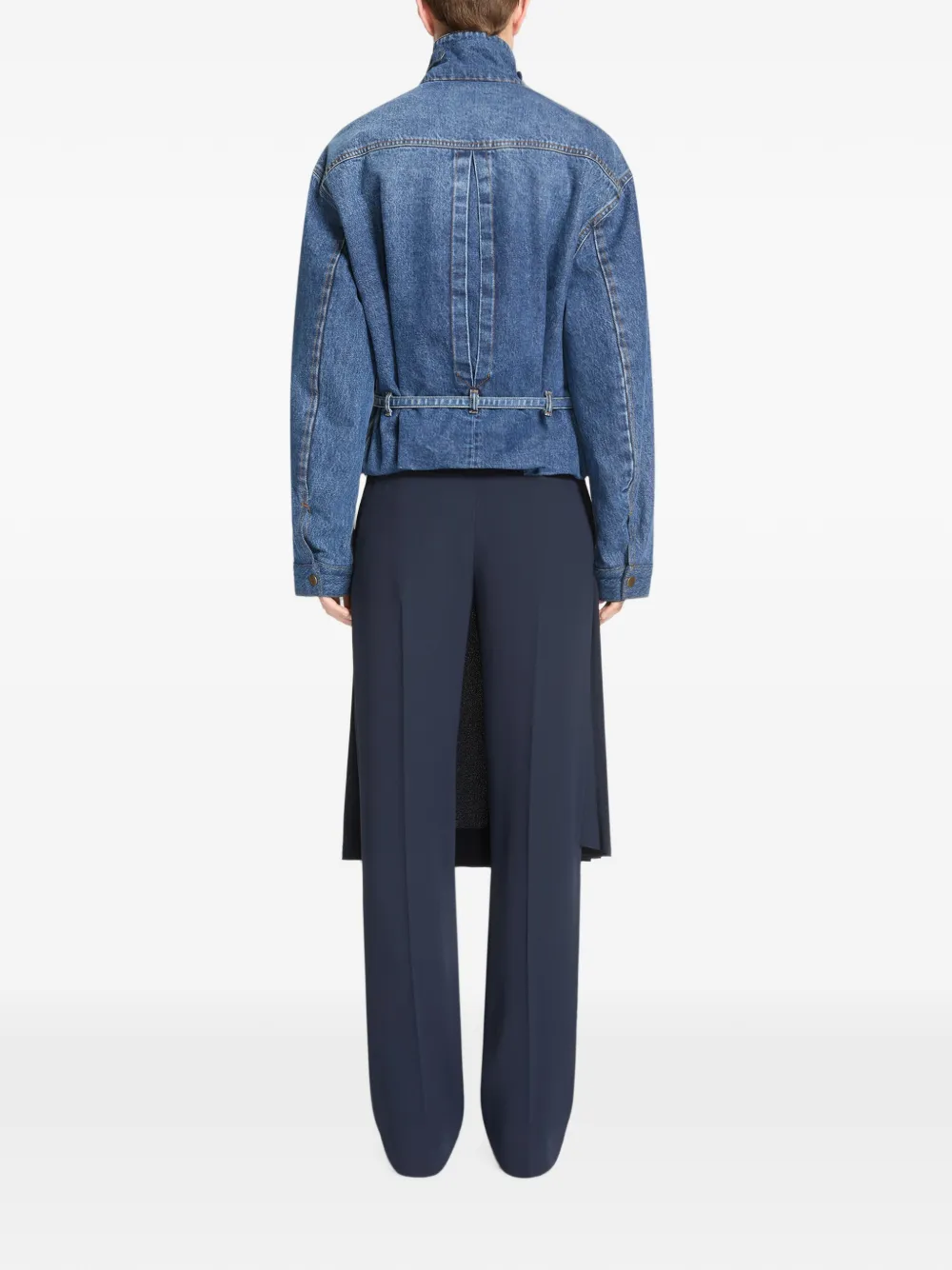DRIES VAN NOTEN High Collar Denim Jacket in Blue, view 4