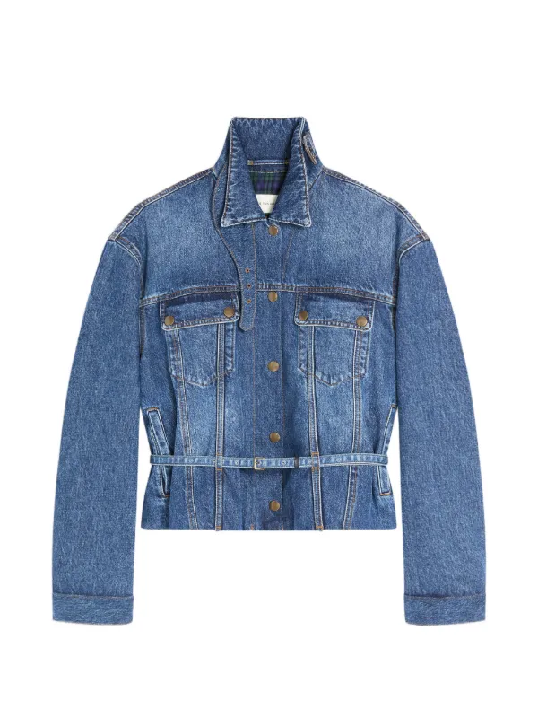 Dries Van Noten High Collar Denim Jacket in Blue