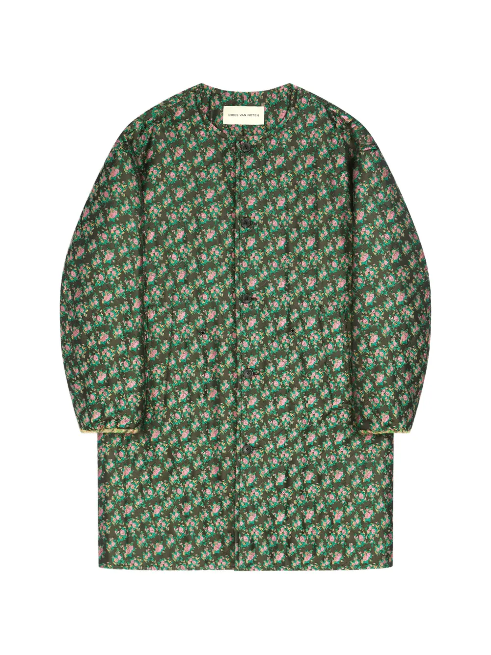 DRIES VAN NOTEN Kragenloser Jacquard-Mantel - Grün