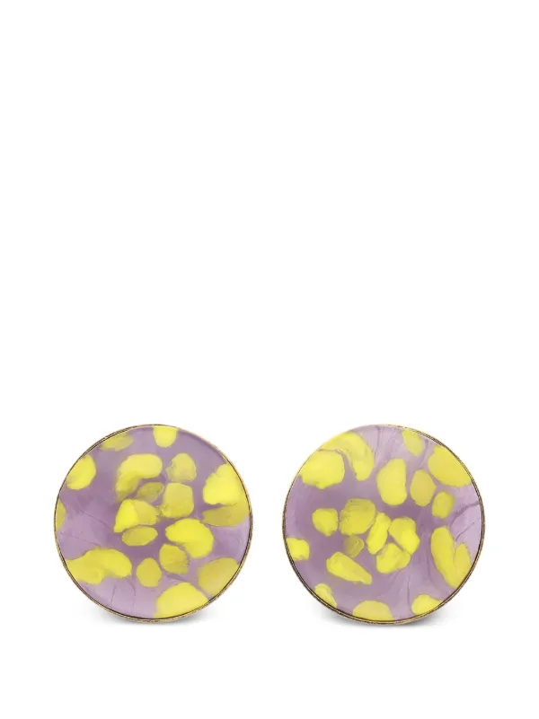 Dries Van Noten Handmade Painted Earrings in Gold