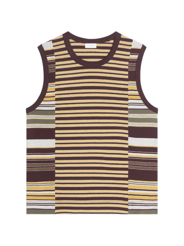 Dries Van Noten Striped Cotton Tank Top in Brown