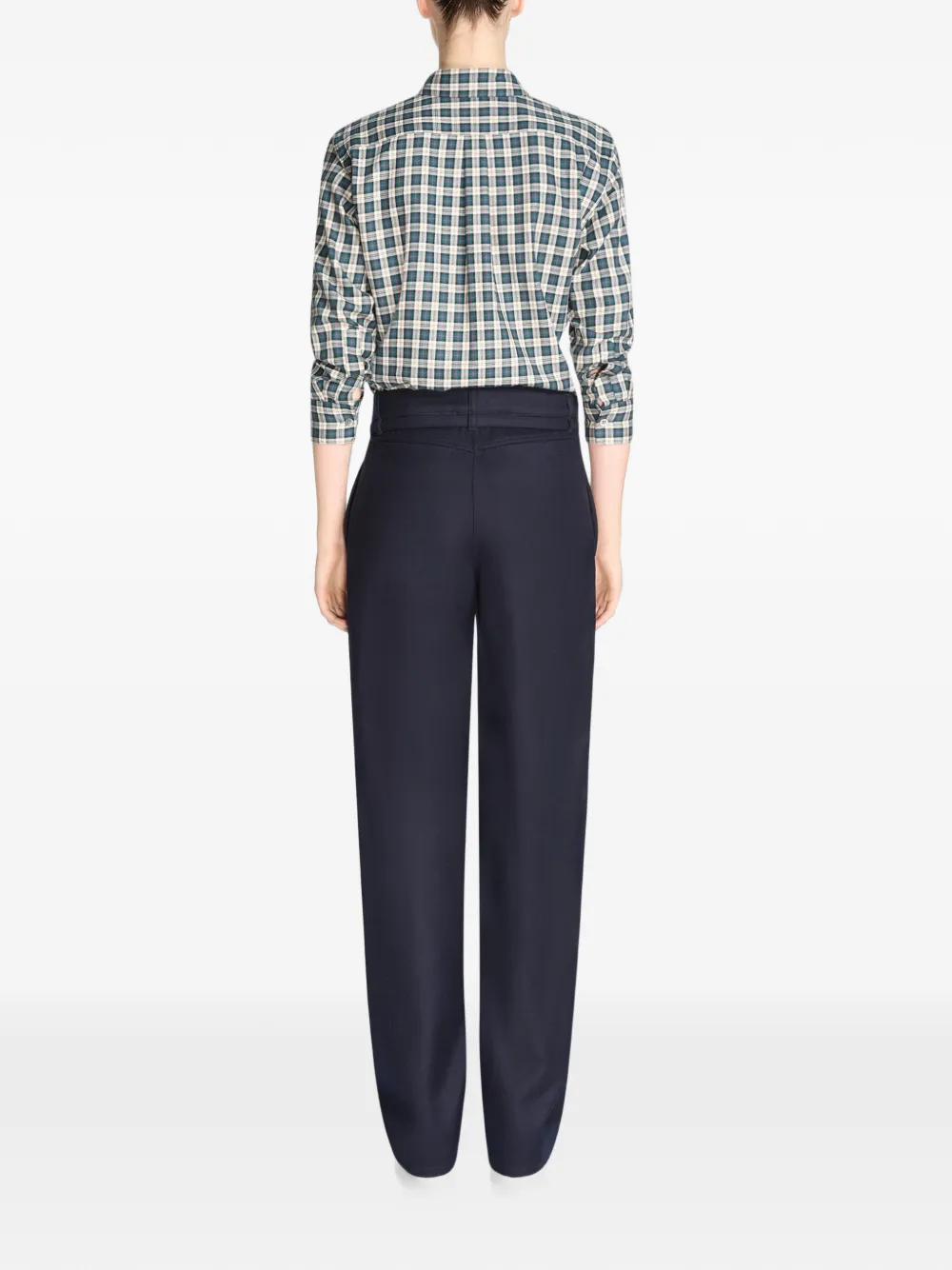DRIES VAN NOTEN Wollen broek met ceintuur Blauw