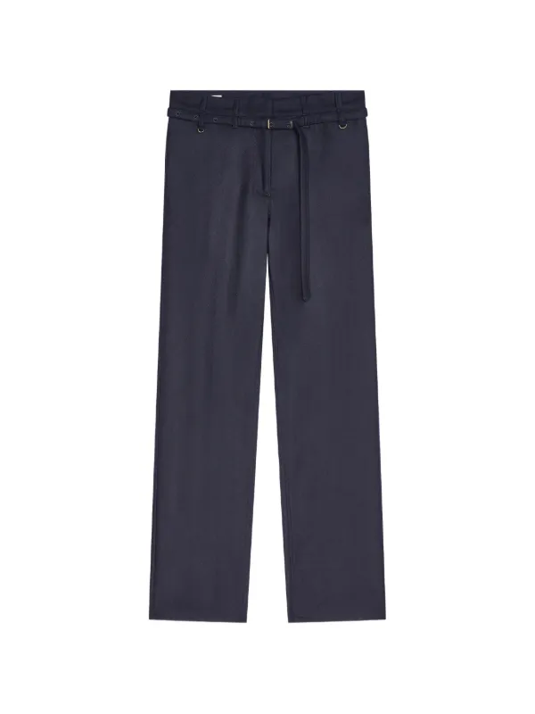 Dries Van Noten Belted Wool Pants in Blue