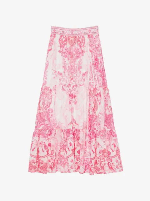 Camilla Livin la Vida Rosa baroque-print tiered long skirt