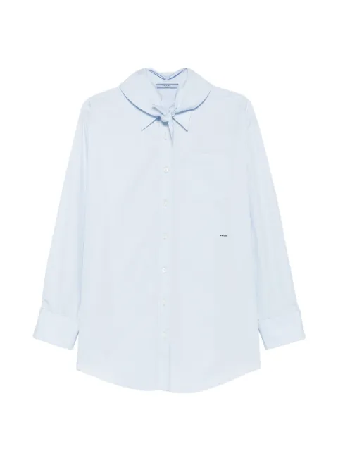 Prada twist-detail logo-patch shirt
