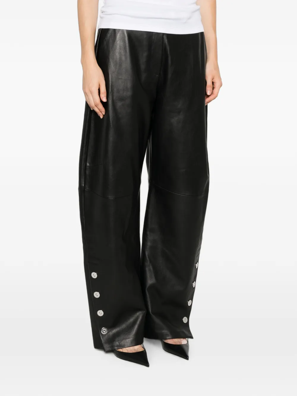 Sportmax Cinepresa leren broek Zwart
