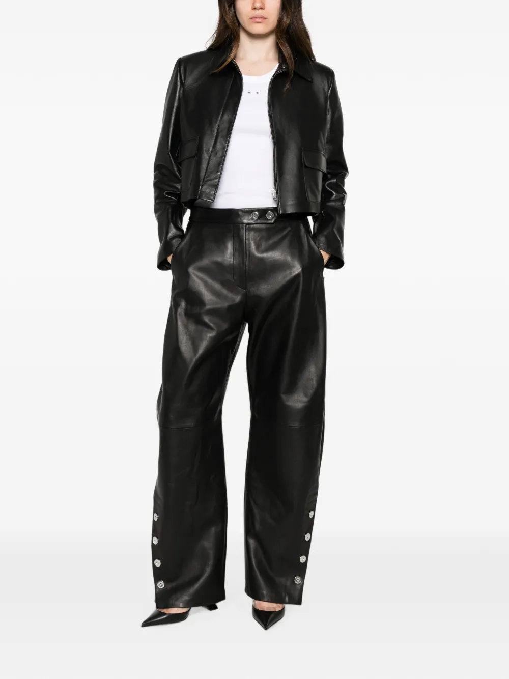 Sportmax Cinepresa leren broek Zwart