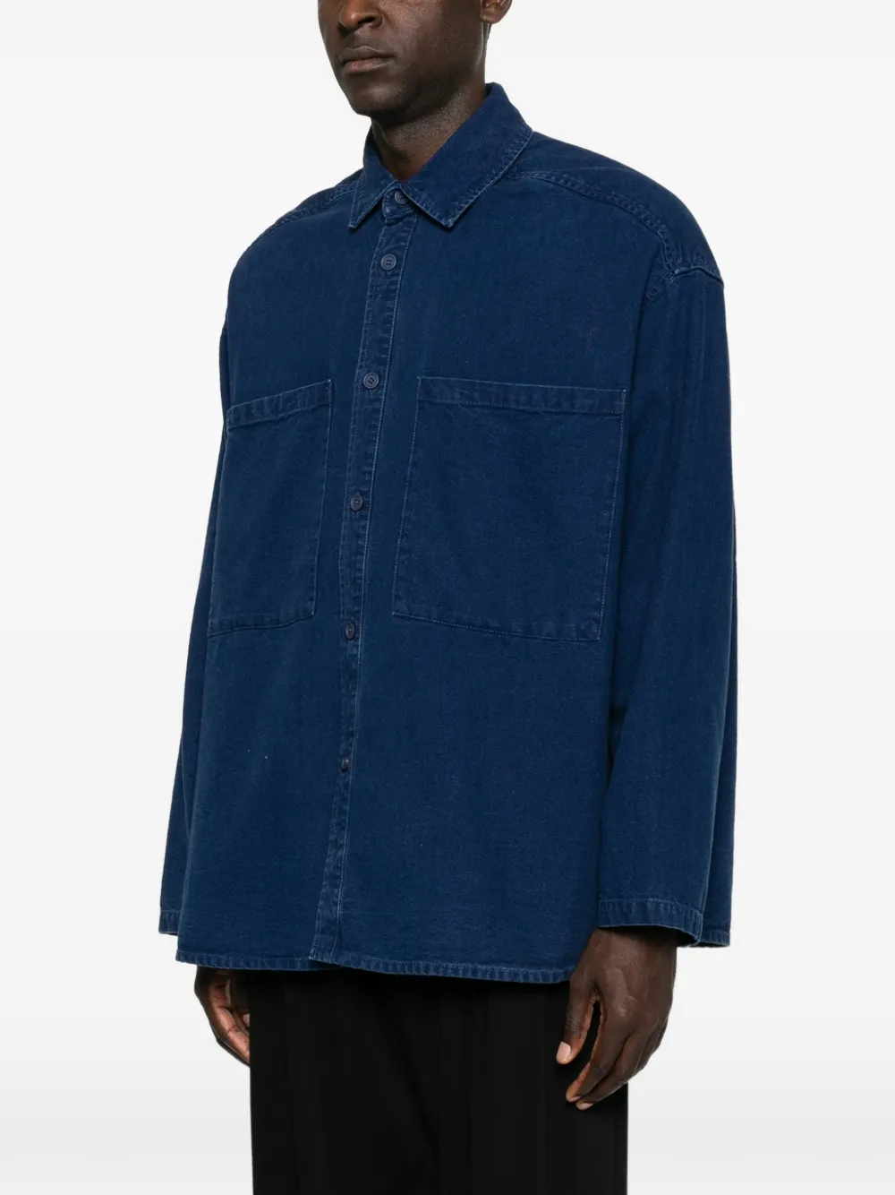 American Vintage Shirtjack met opgestikte zakken Blauw