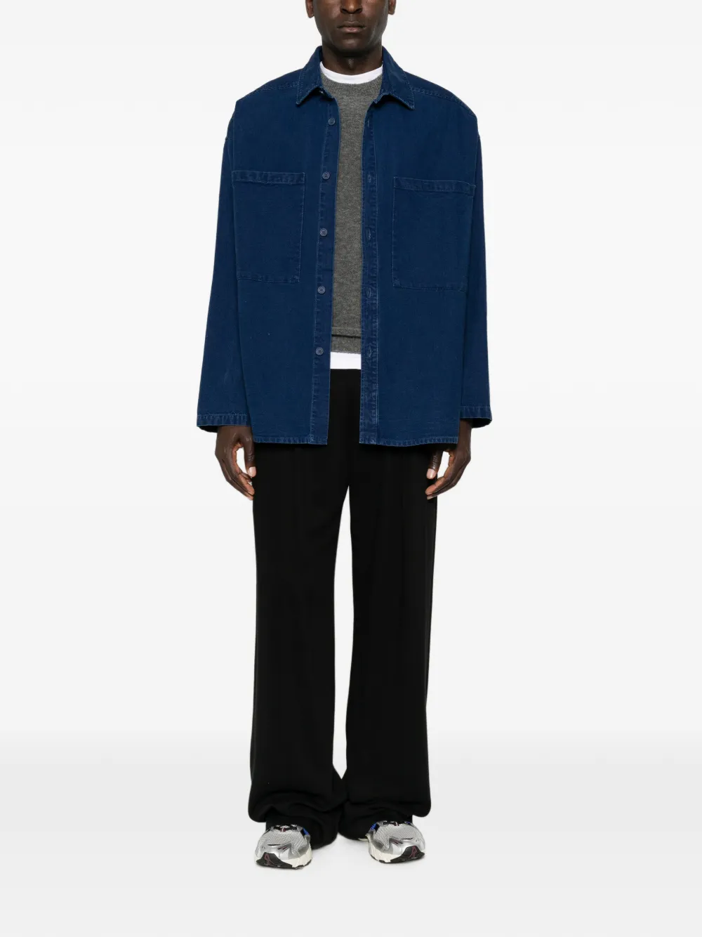 American Vintage Shirtjack met opgestikte zakken Blauw