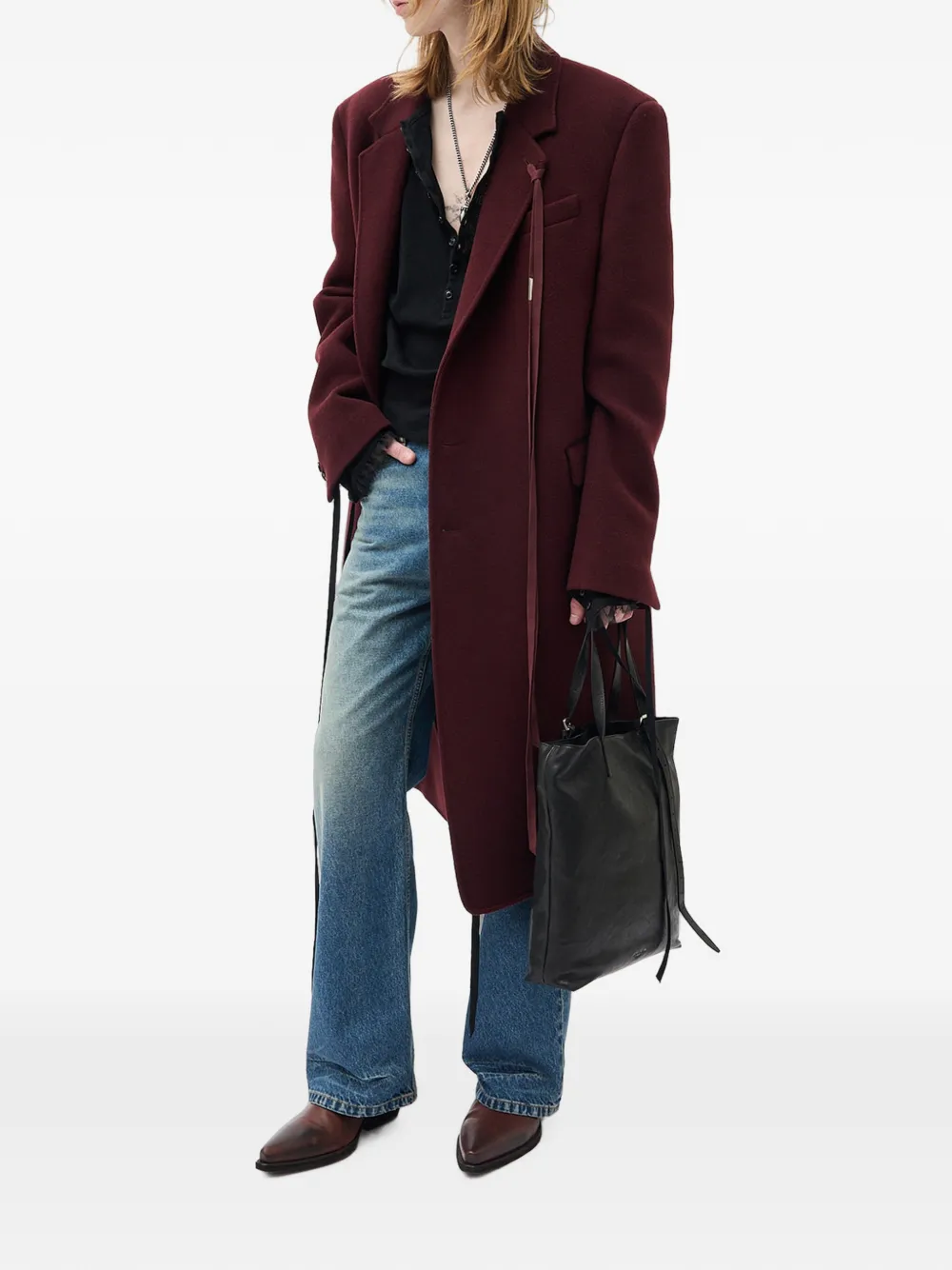 Ann Demeulemeester Hamar T-shirt met knoopdetail Zwart
