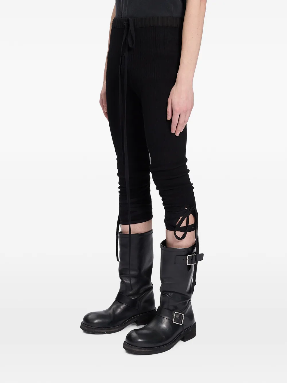 Ann Demeulemeester Pointelle-knit Trousers in Black, view 3