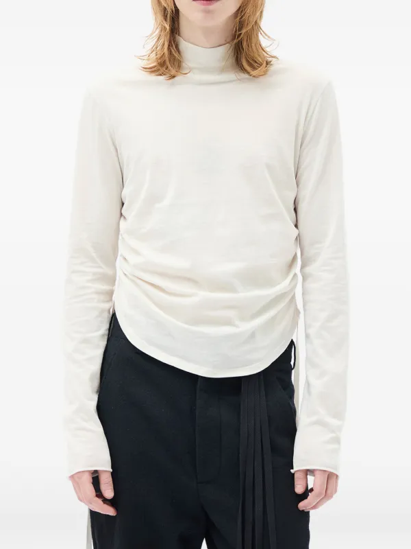 Ann Demeulemeester Lenart Mock-neck Long-sleeve Top in White