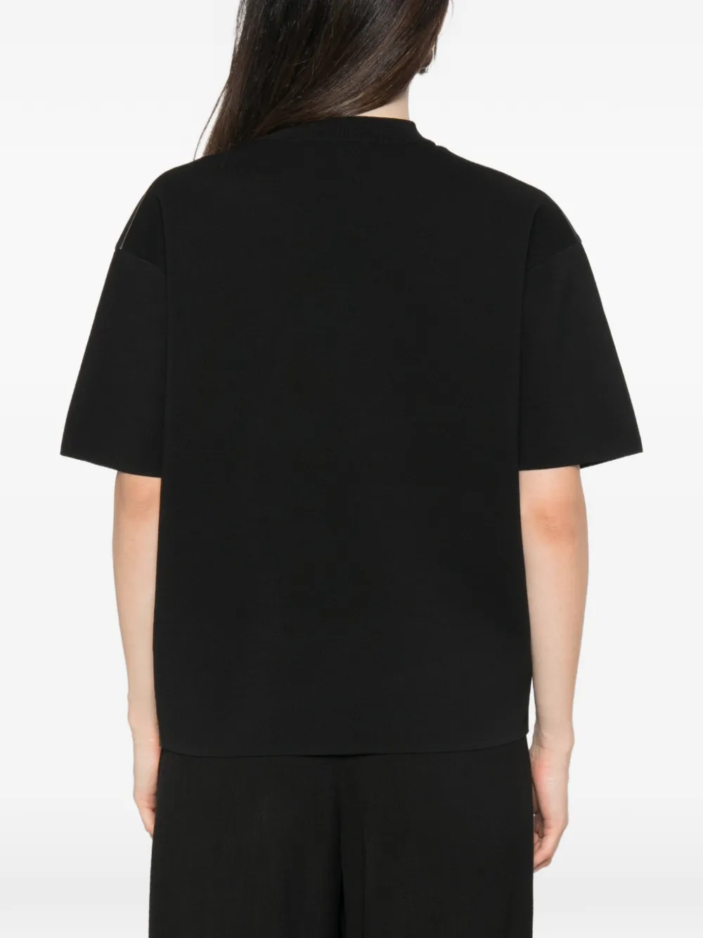 Max Mara Mstsegale leren T-shirt met korte mouwen Zwart
