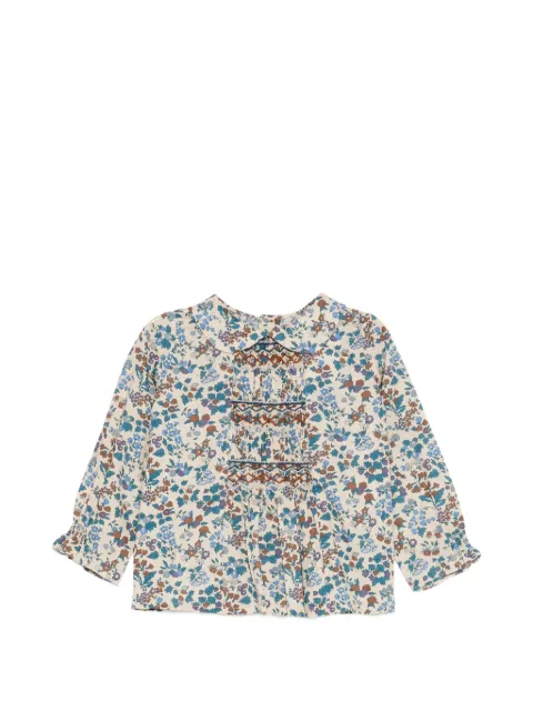 Bonpoint floral-print smocked blouse