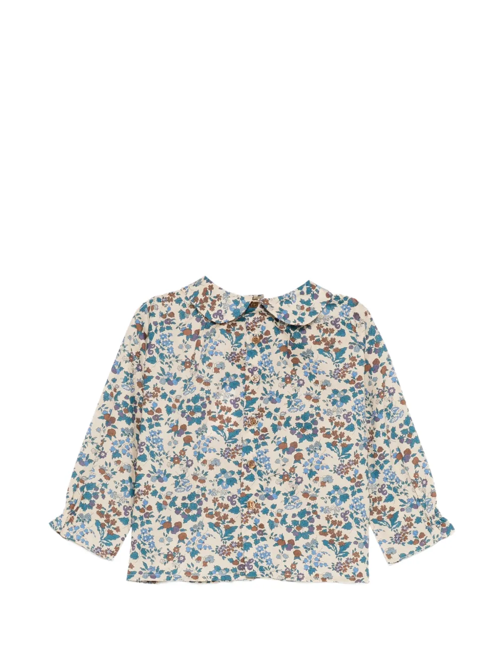 Bonpoint floral-print smocked blouse Beige