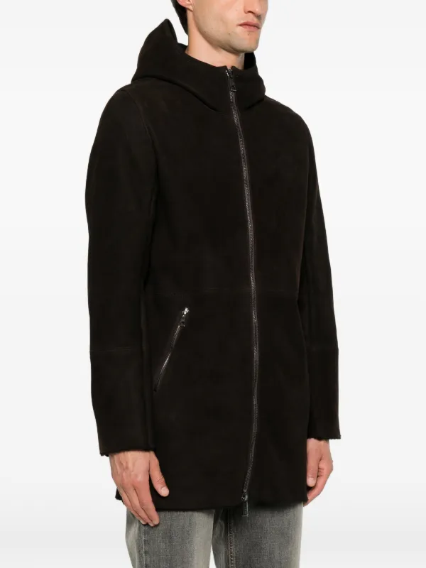 Giorgio Brato Hooded Shearling Coat | Brown | FARFETCH