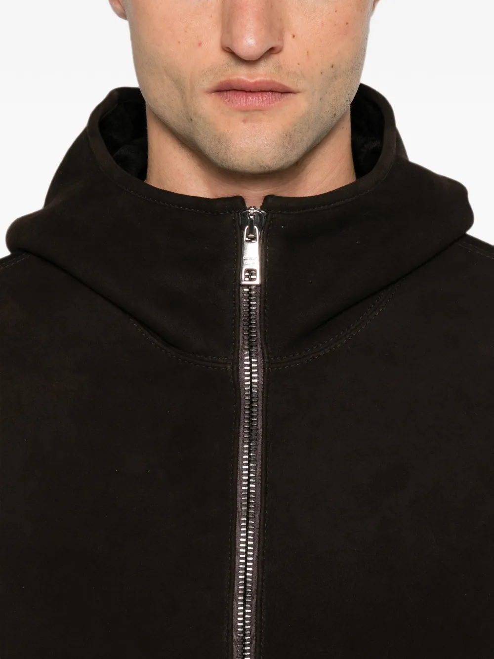 Giorgio Brato Hooded Shearling Coat | Brown | FARFETCH