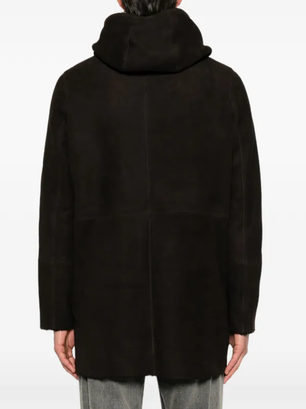 Giorgio Brato Hooded Shearling Coat | Brown | FARFETCH