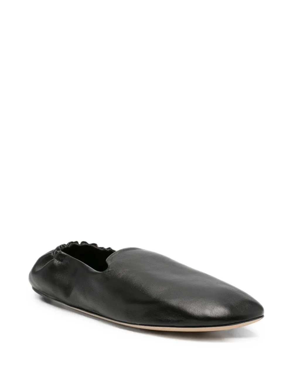 The Row Casa elasticated leather slippers Zwart