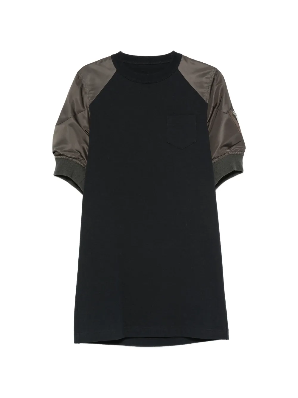 sacai panelled puff-sleeve mini T-shirt dress - Schwarz