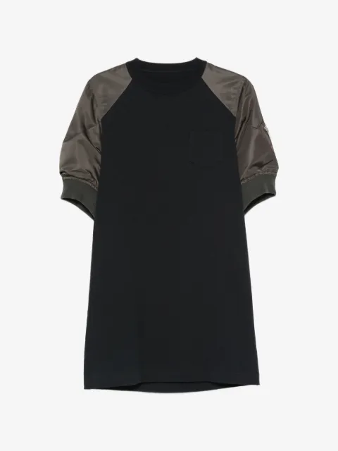 sacai vestido corto con mangas farol y paneles