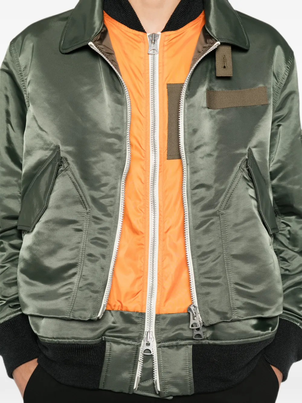 sacai Gelaagd jack met ritssluiting Groen