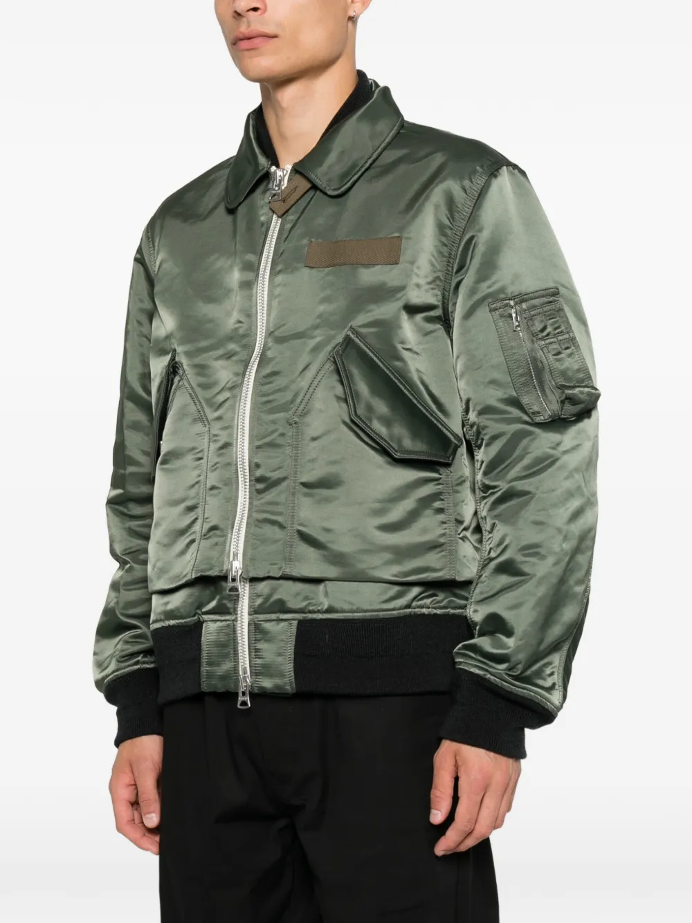 sacai Gelaagd jack met ritssluiting Groen