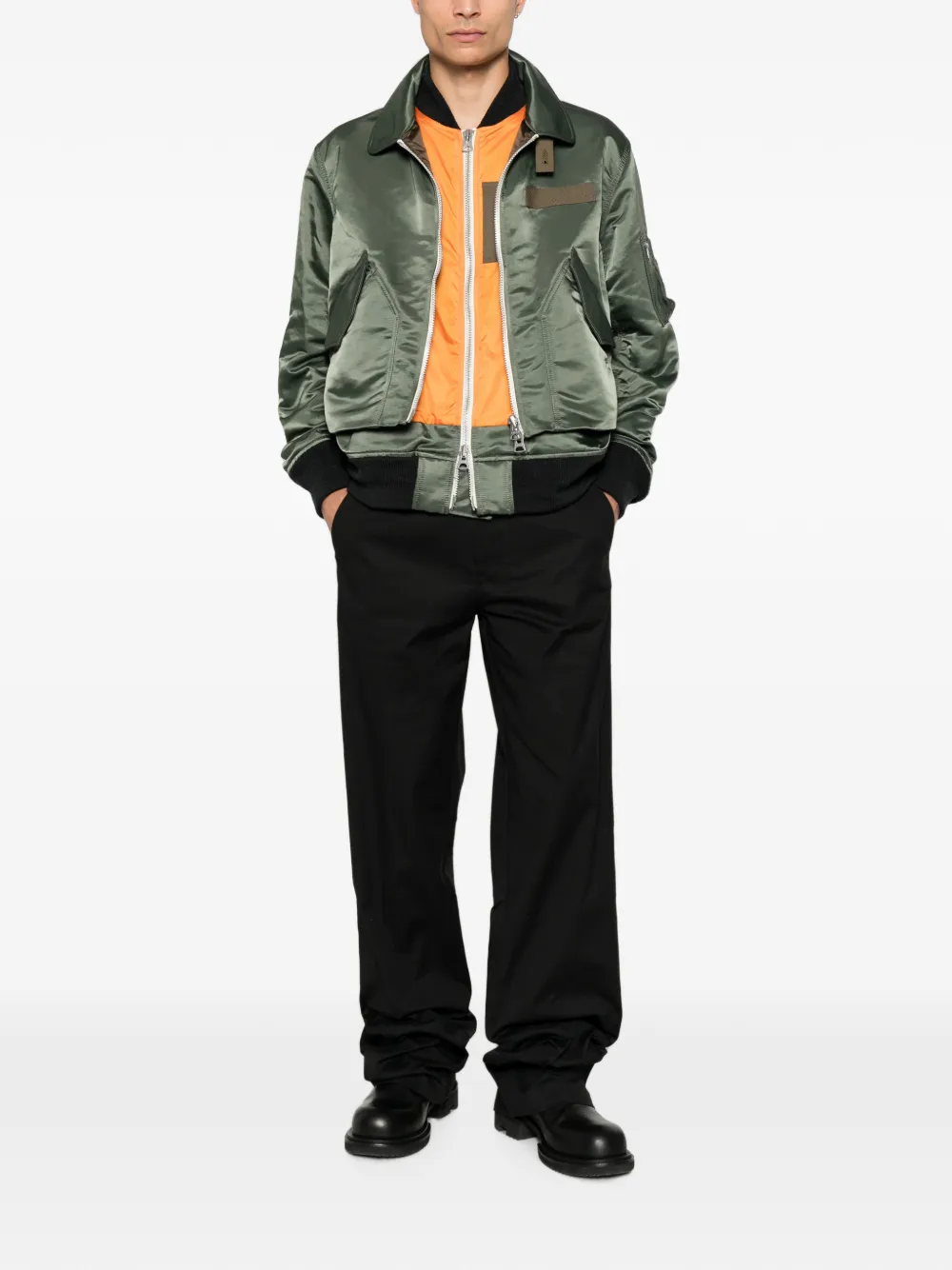 sacai Gelaagd jack met ritssluiting Groen