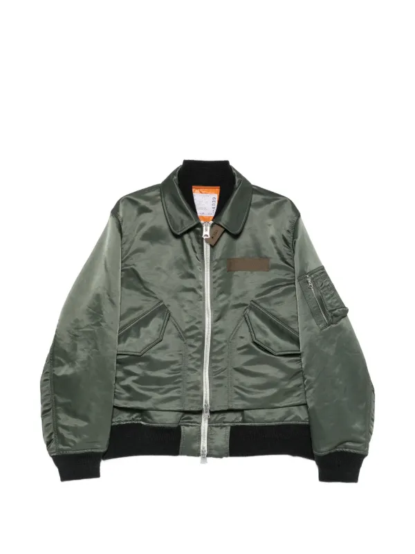 Sacai レイヤード ジップジャケット | グリーン | FARFETCH JP