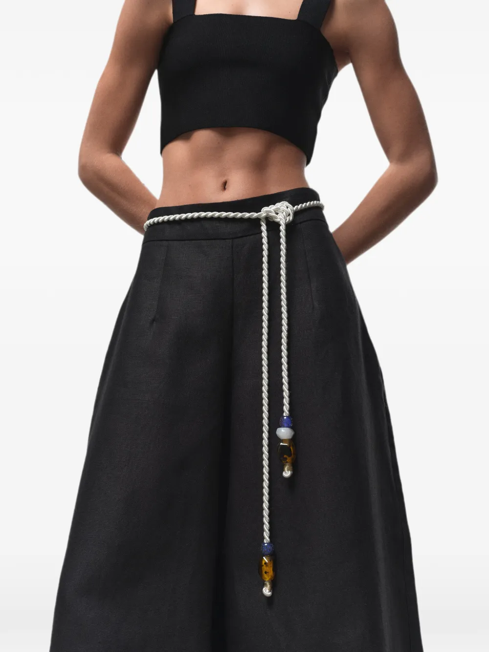 CAYET Comporta bead-embellished rope belt - Nero