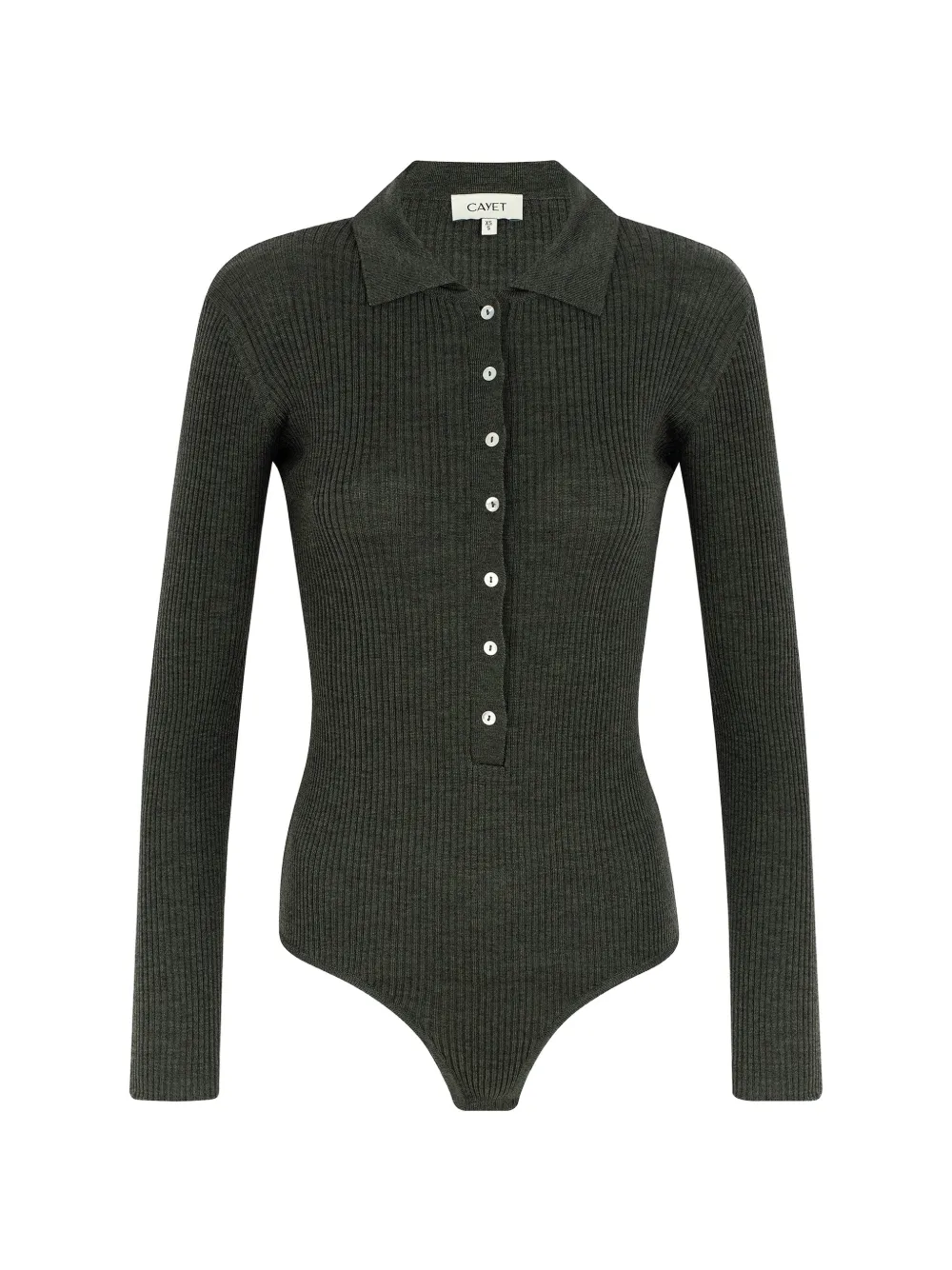 Cayet Jill Ribbed-knit Bodysuit In Grey