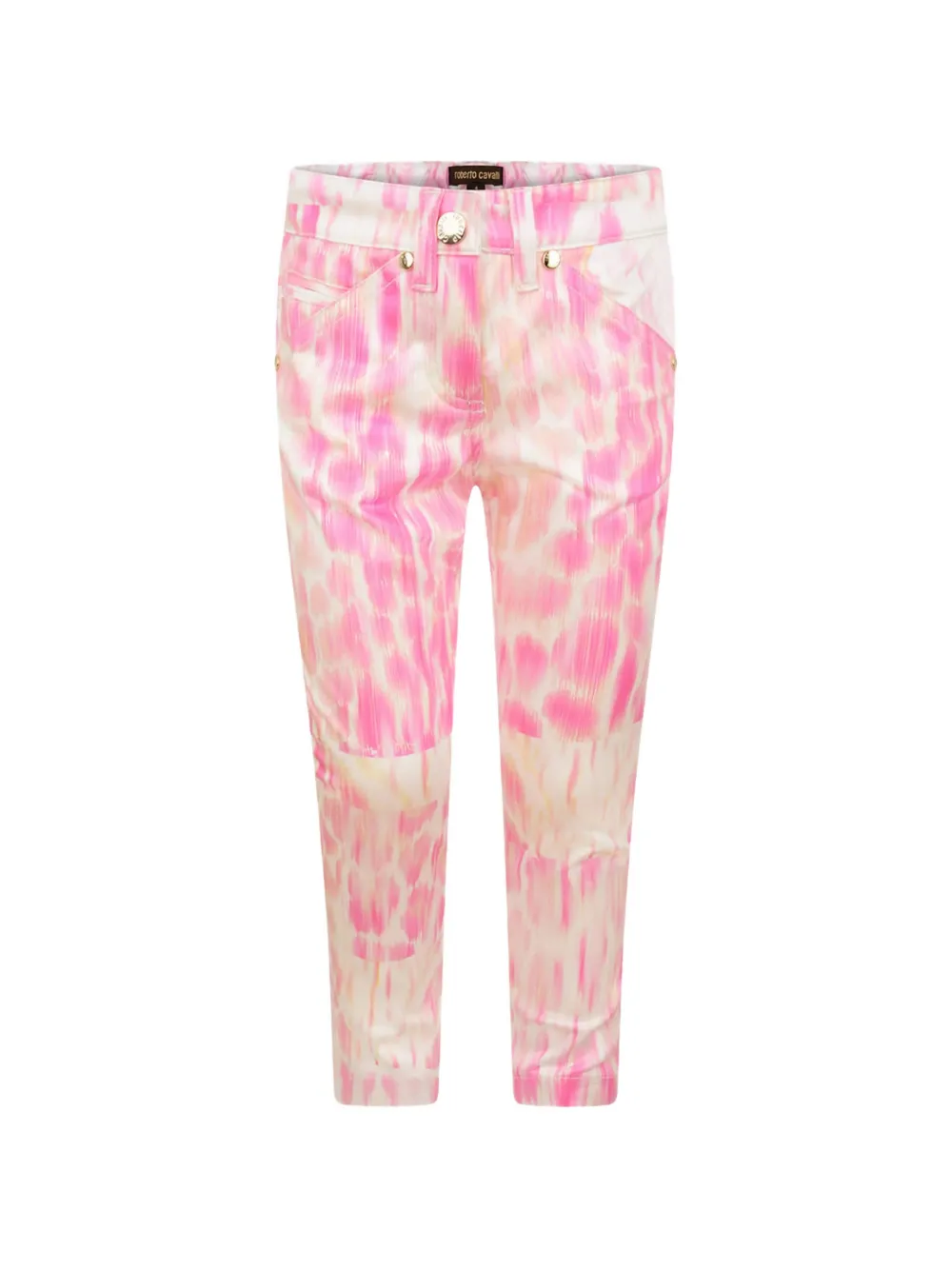 Roberto Cavalli Junior leopard-print cropped trousers - Rosa