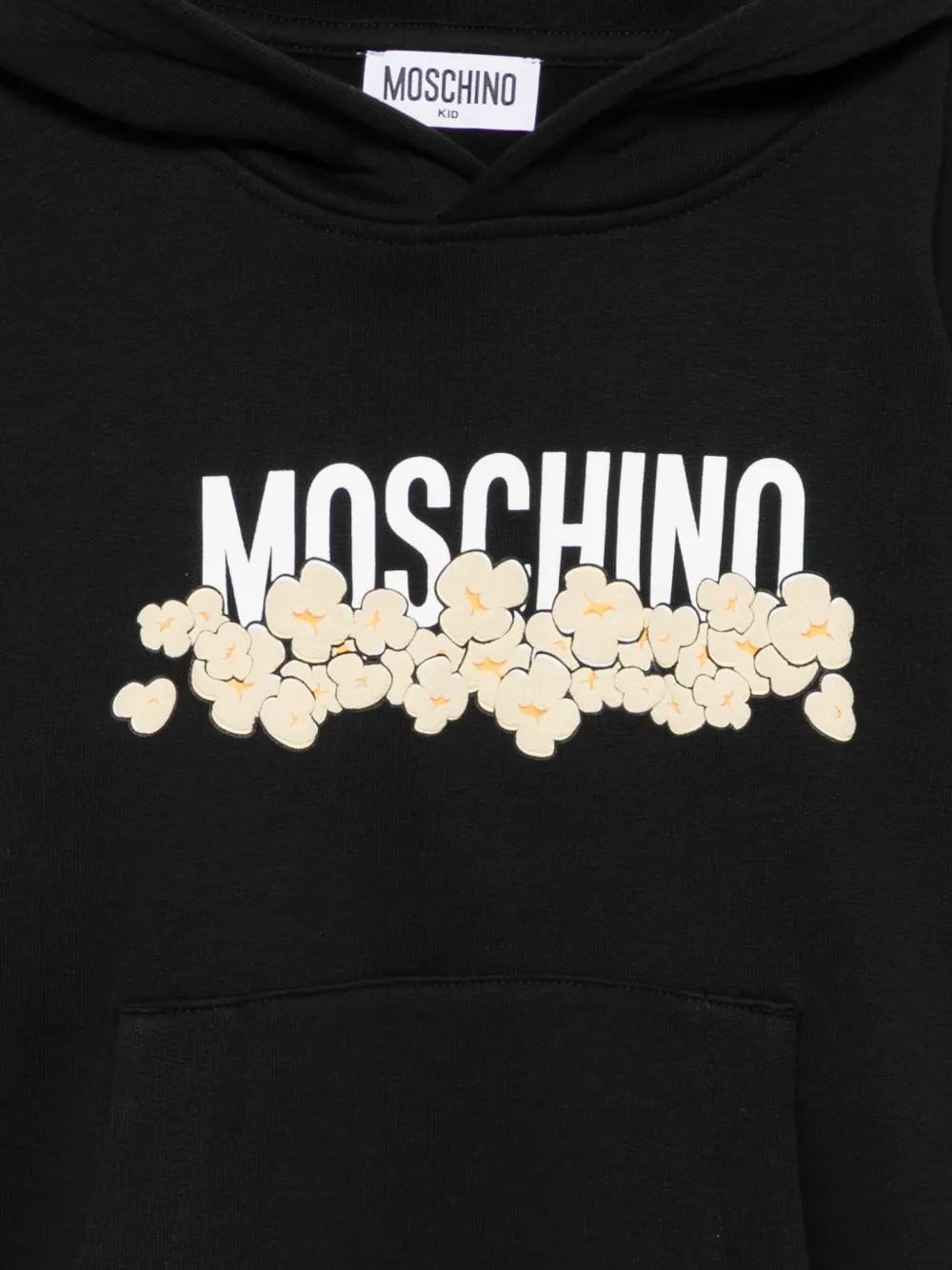 Moschino Kids Hoodie met popcorn-patroon en logo-print Zwart