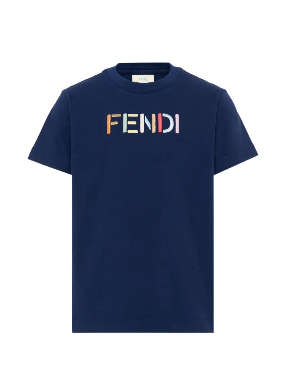 Fendi Kids logo-embroidered T-shirt - Blu