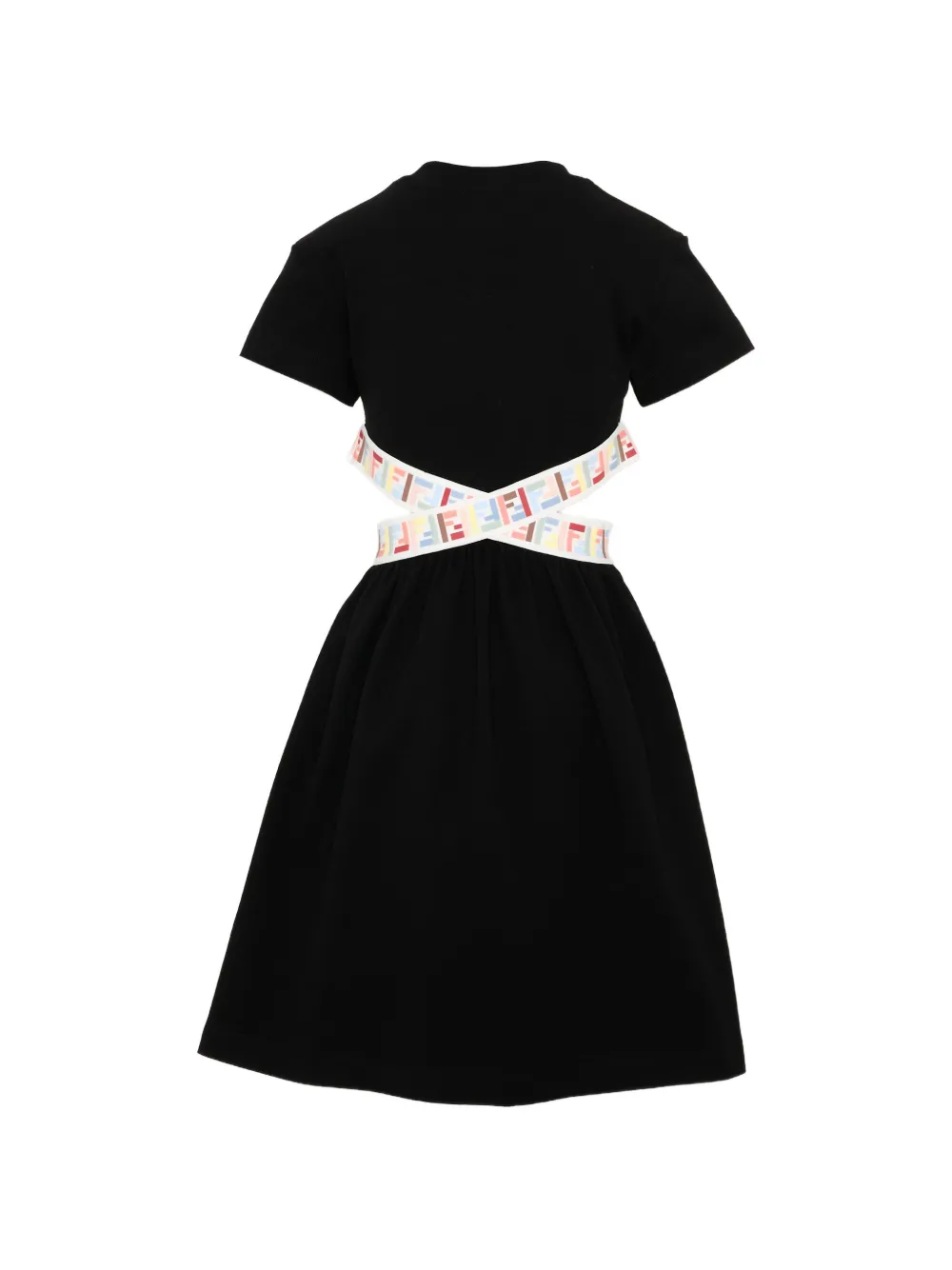 Fendi Kids Mini-jurk met uitgesneden details en FF-logoband Zwart