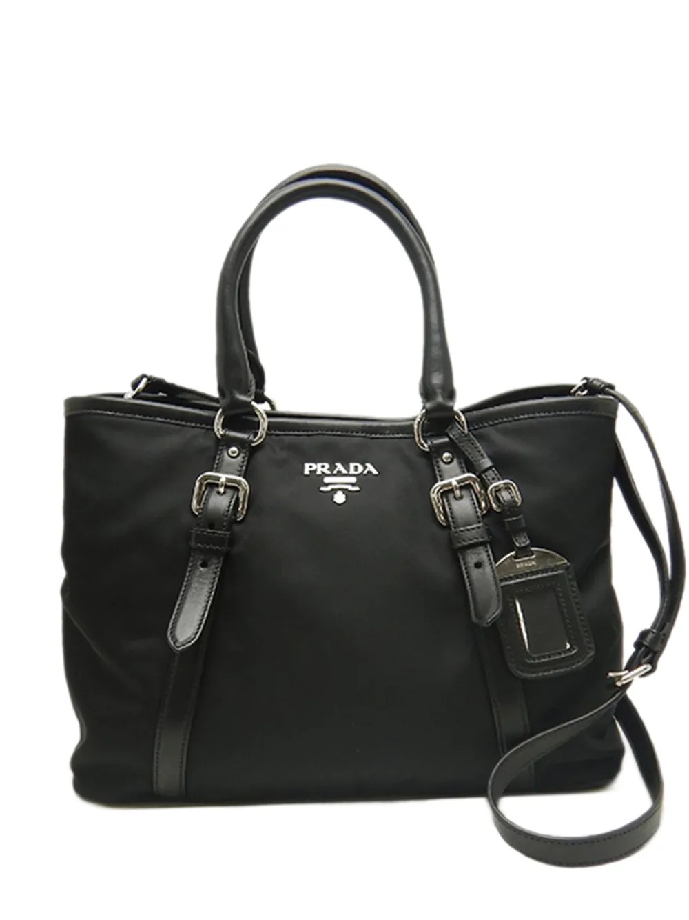 Prada Pre-Owned Borsa a tracolla in tessuto con finiture in pelle di vitello 2010-2026 - Nero