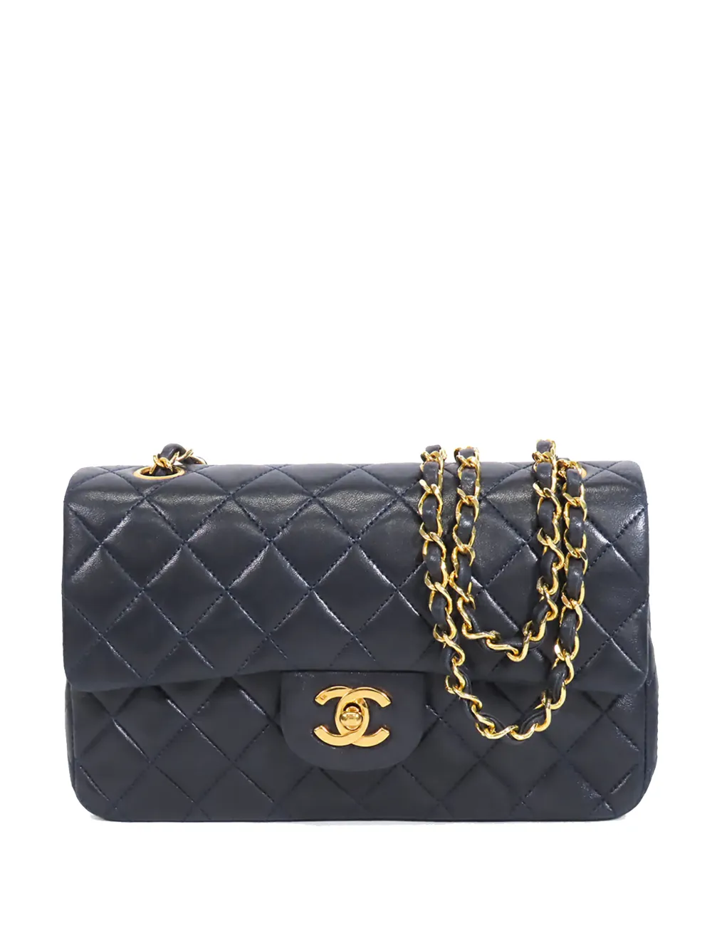 CHANEL Pre-Owned Borsa a spalla Double Flap piccola in pelle di agnello 1989-1991 - Blu