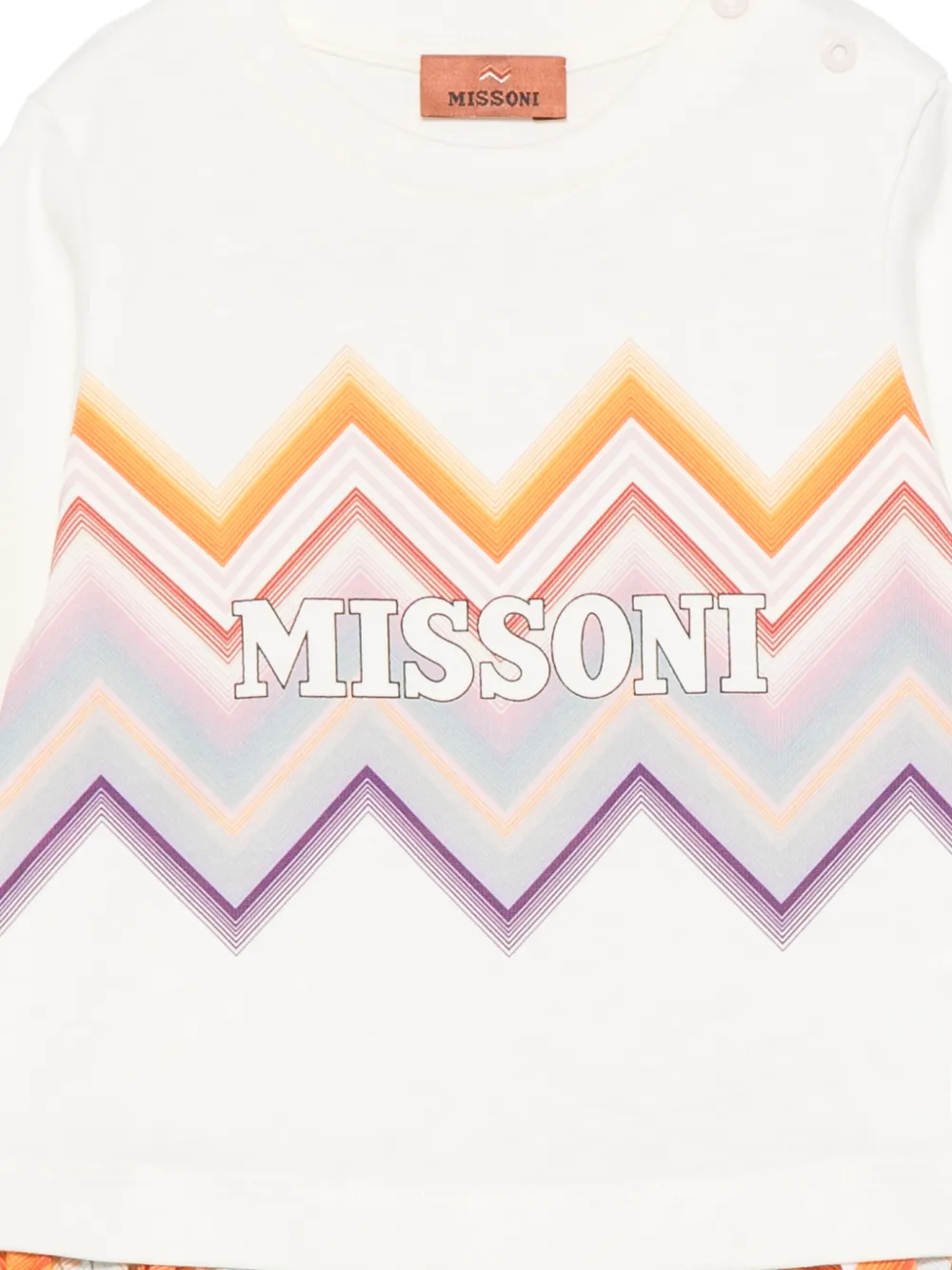 Missoni Kids Jurk met zigzag-print en logoprint Beige