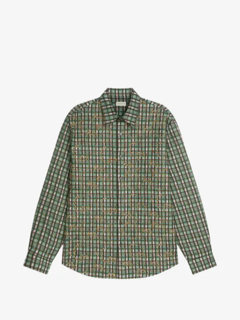 DRIES VAN NOTEN check-pattern embroidered overshirt