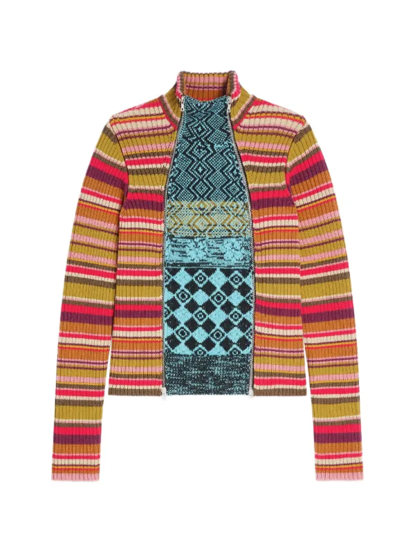 Dries Van Noten Ribbed Wool Cardigan in Red