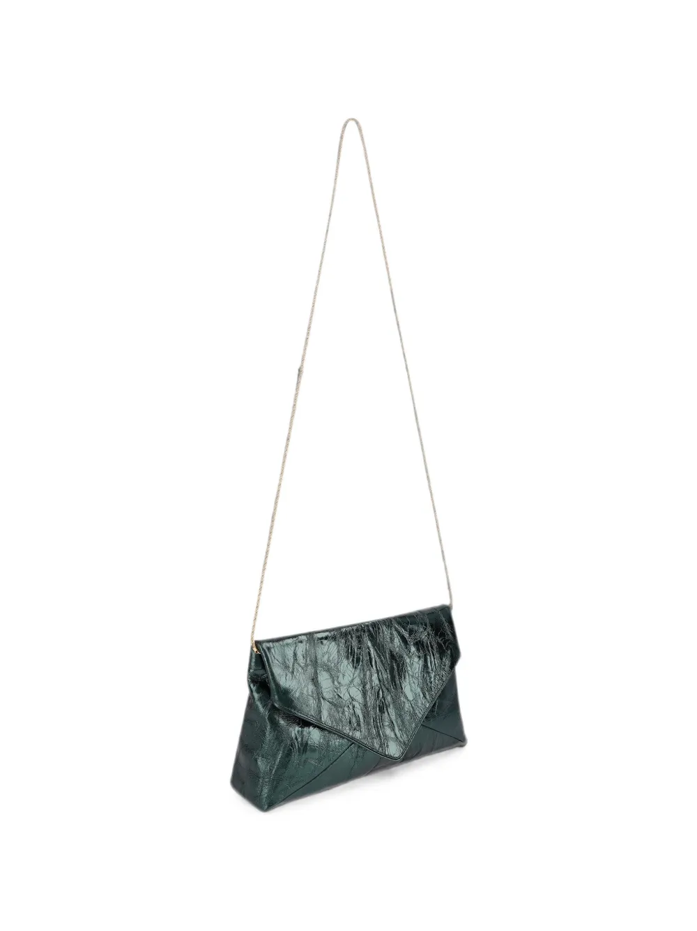 DRIES VAN NOTEN Large Leather Envelope Bag in Green, view 5